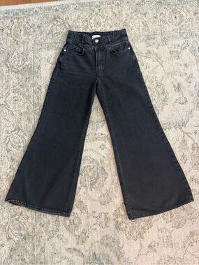 Frame Le palazzo crop Denim Black Wide-Leg Jeans size 26